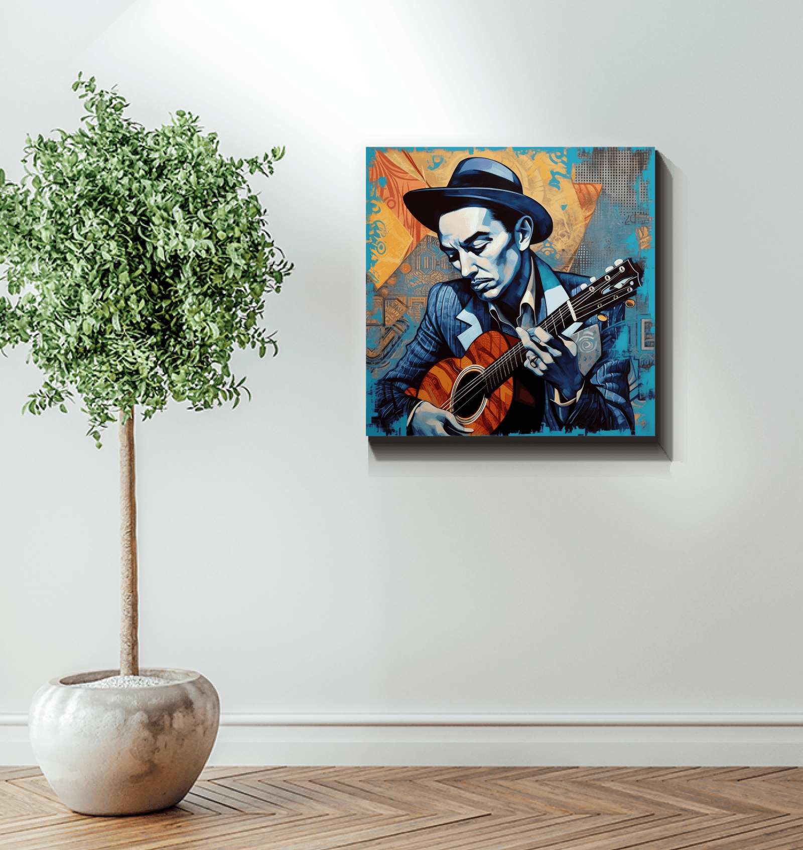 Music enthusiast's guitar canvas print.