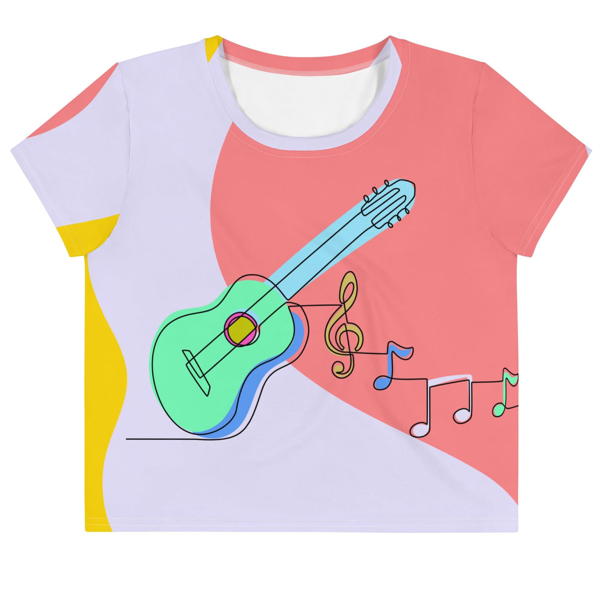 Guitar Line Art All-Over Print Crop Tee - Beyond T-shirts