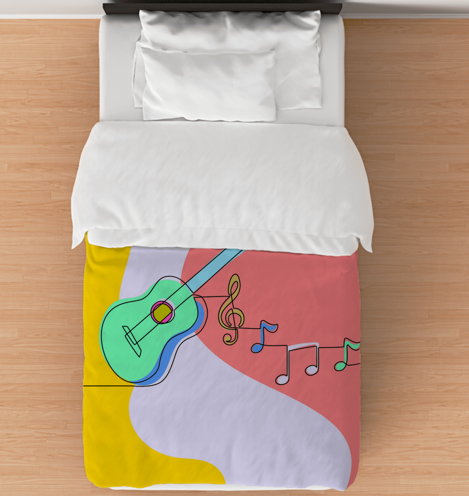 Guitar Line Art Duvet Cover - Beyond T-shirts