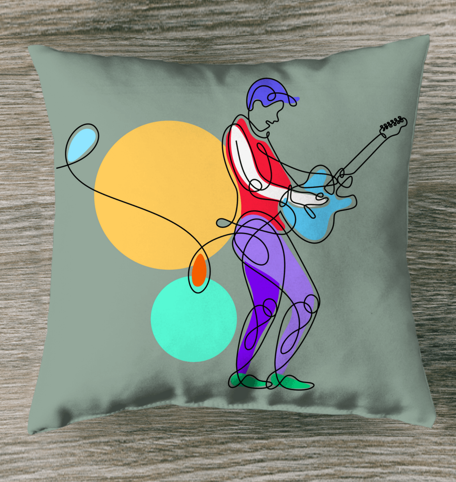 Guitar Line art Indoor Pillow - Beyond T-shirts