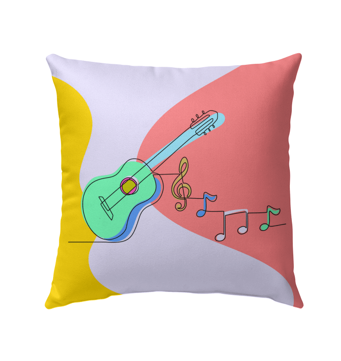 Guitar Line Art Outdoor Pillow - Beyond T-shirts