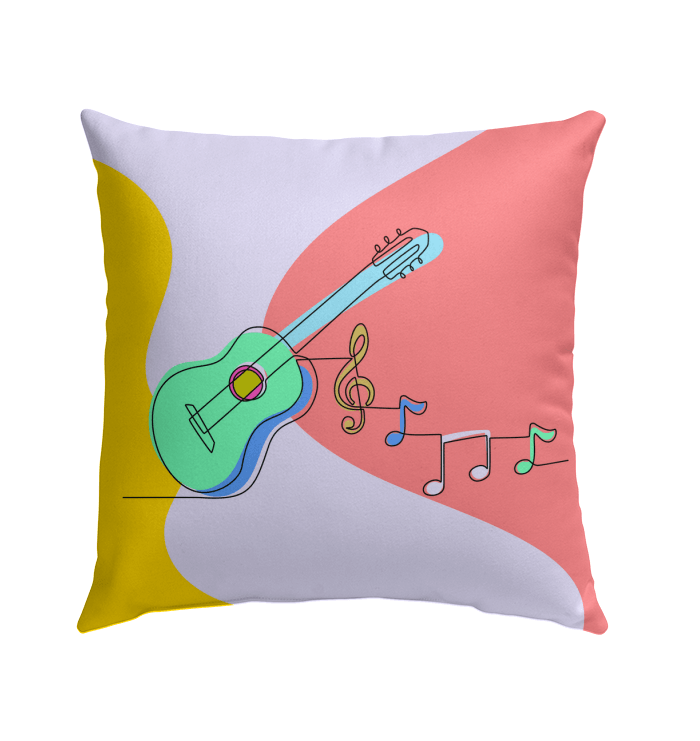 Guitar Line Art Outdoor Pillow - Beyond T-shirts