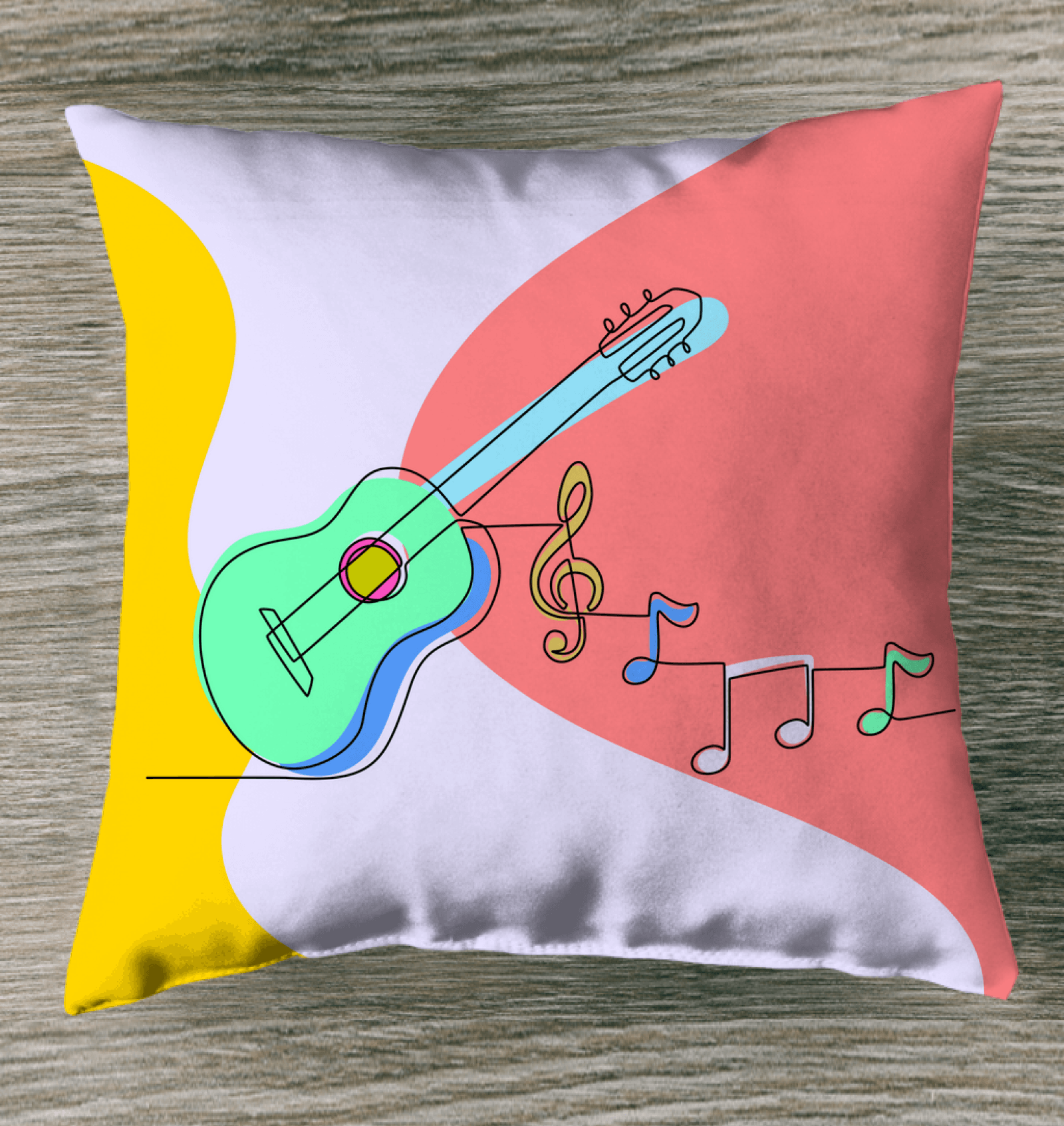 Guitar Line Art Outdoor Pillow - Beyond T-shirts