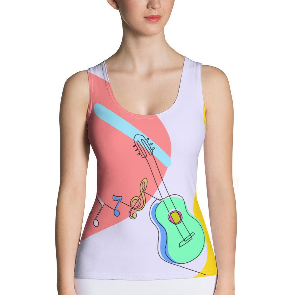 Guitar Line Art Sublimation Cut & Sew Tank Top - Beyond T-shirts