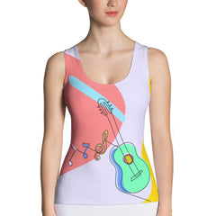 Guitar Line Art Sublimation Cut & Sew Tank Top - Beyond T-shirts