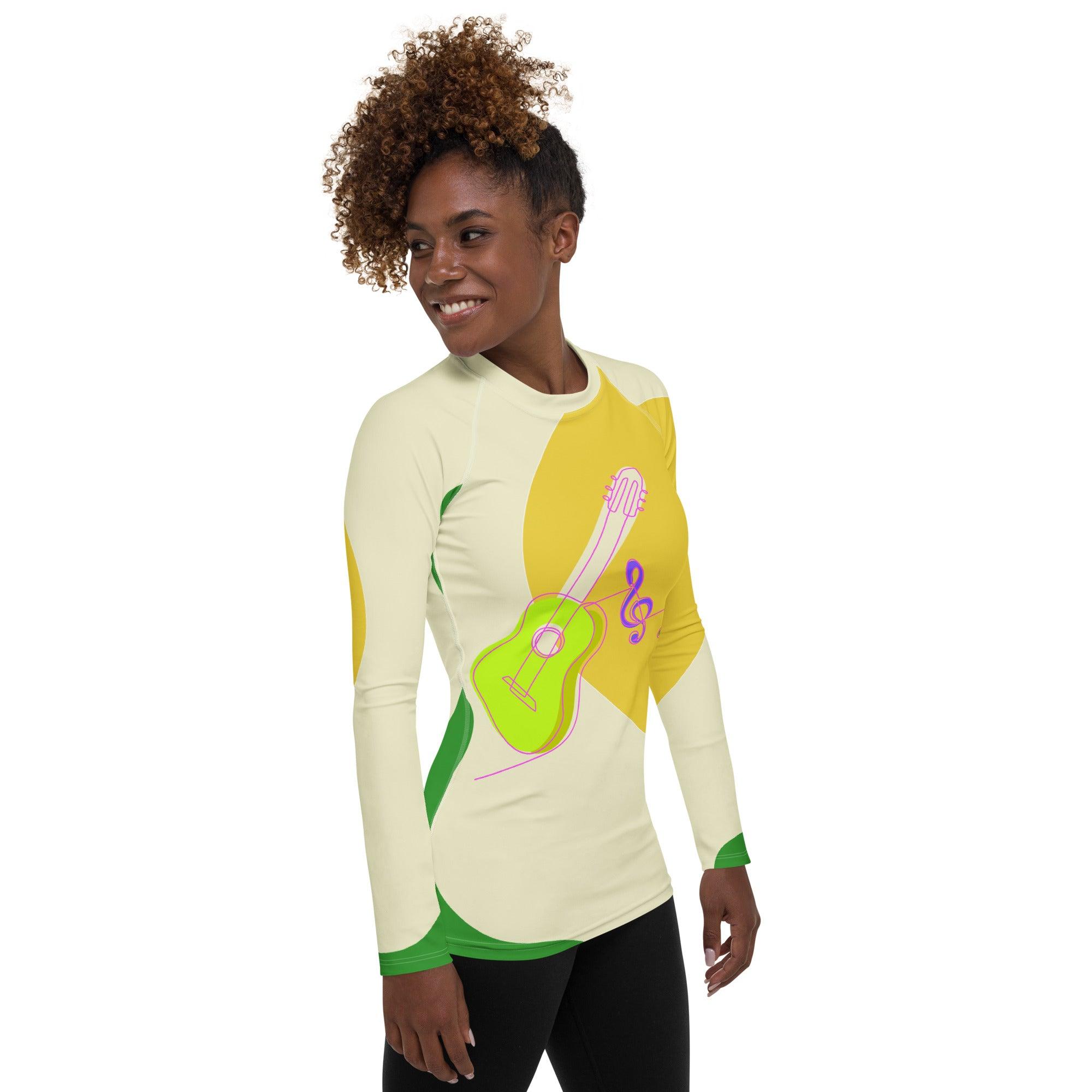 Guitar Line Art Women's Rash Guard 