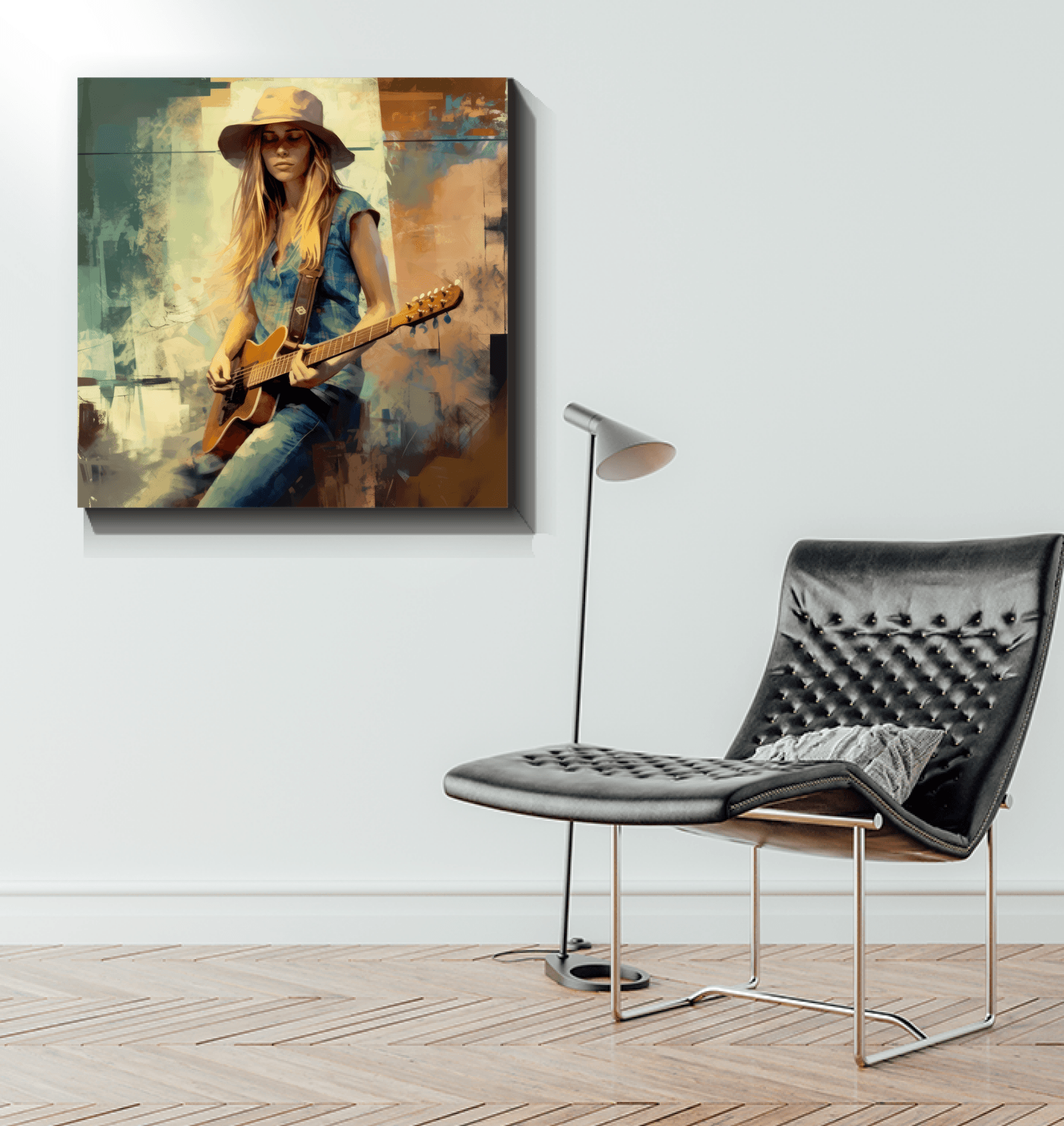 Abstract musical composition depicted on the Harmonious Riffs Canvas Art.