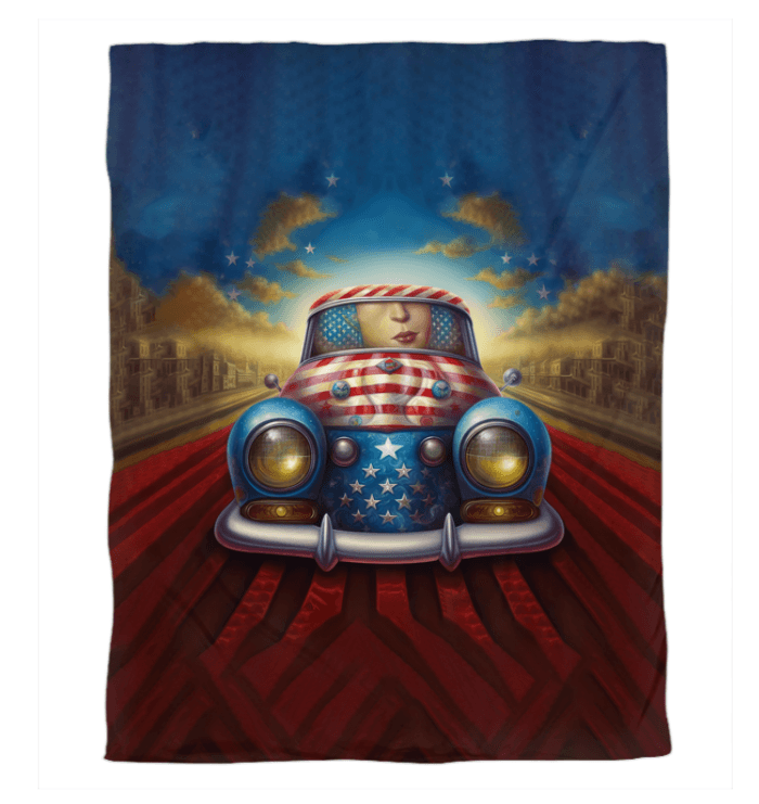 Patriotic Heart of the Nation duvet cover in bedroom setting.