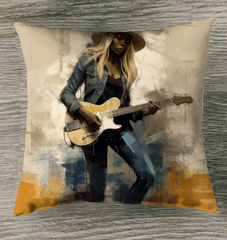 Heavy Metal Opuses pillow on a cozy living room sofa.