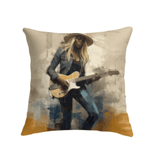 Stylish Heavy Metal themed pillow in a modern home setting.