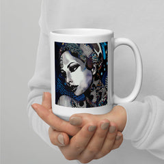 Artistic White Glossy Mug for Coffee Lovers