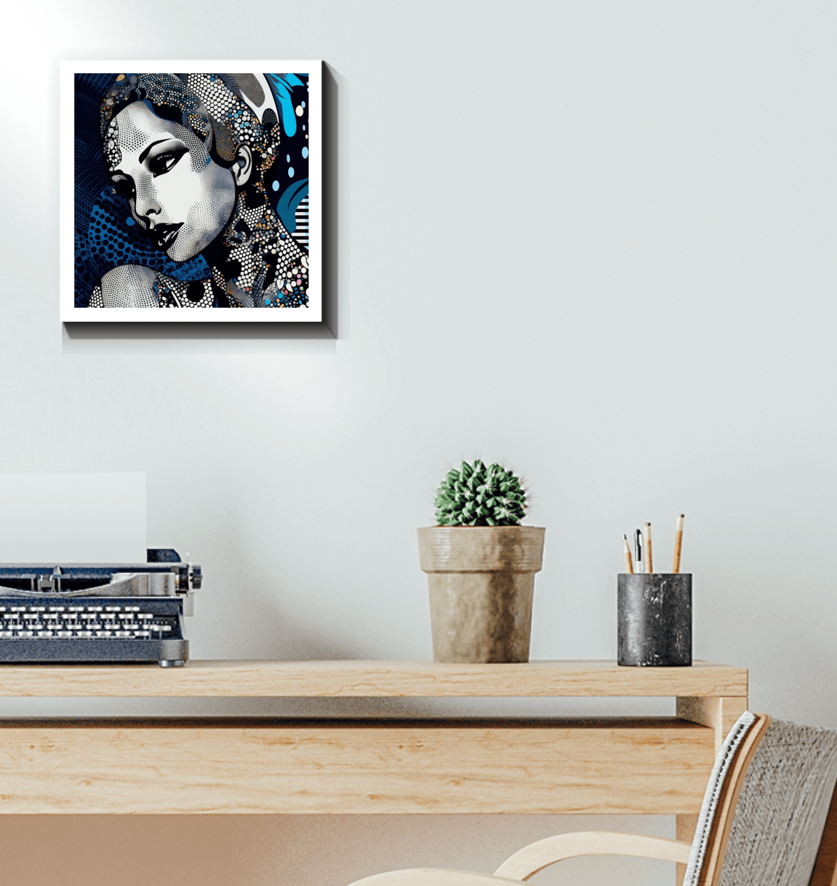 Colorful illustration art wrapped canvas for living room
