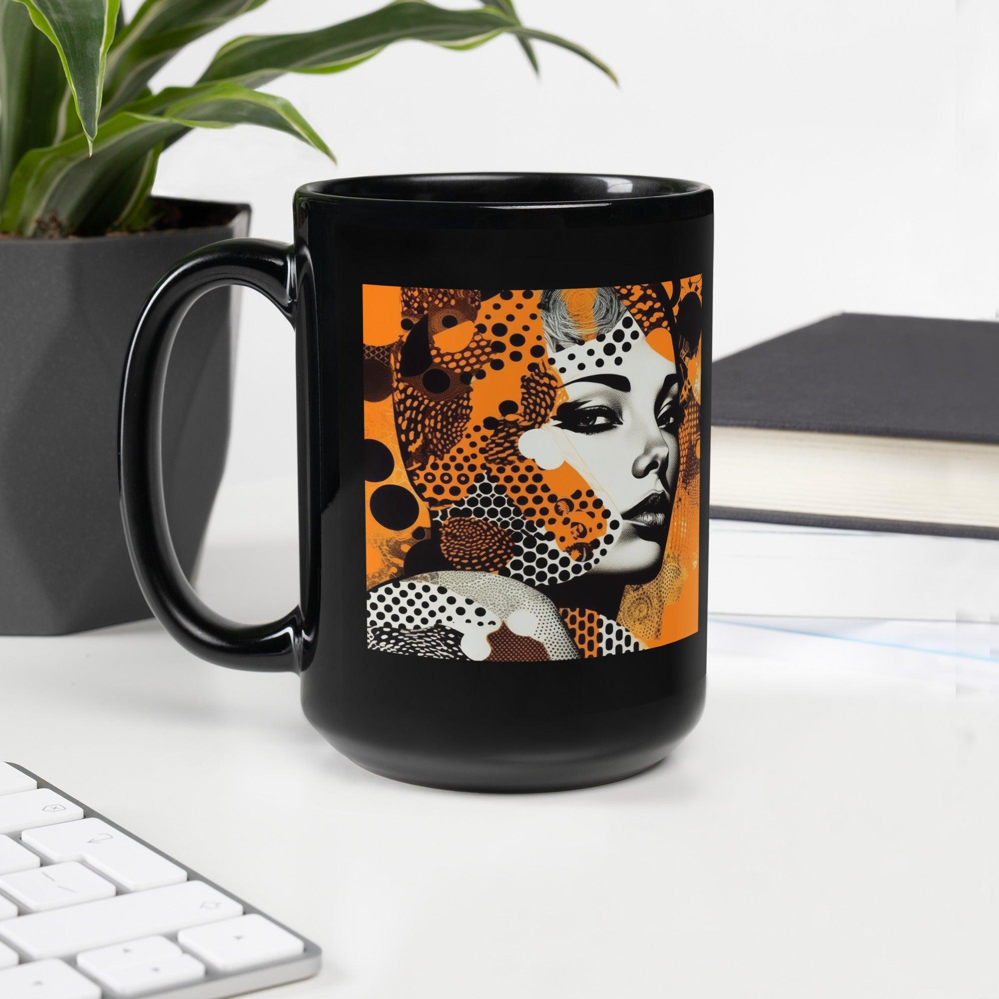 Illustration Inklings Black Glossy Mug Side View