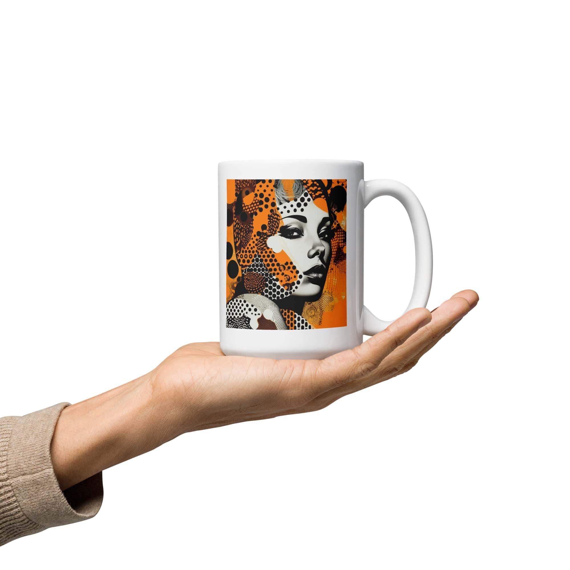 Artistic illustration inkling design on a glossy white coffee mug.