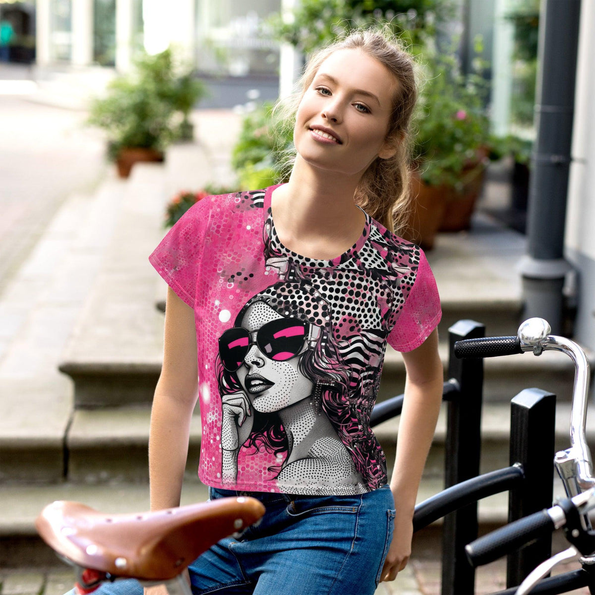 Illustration Interpretations All-Over Print Crop Tee - Beyond T-shirts