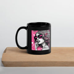 Black mug featuring creative illustration interpretations