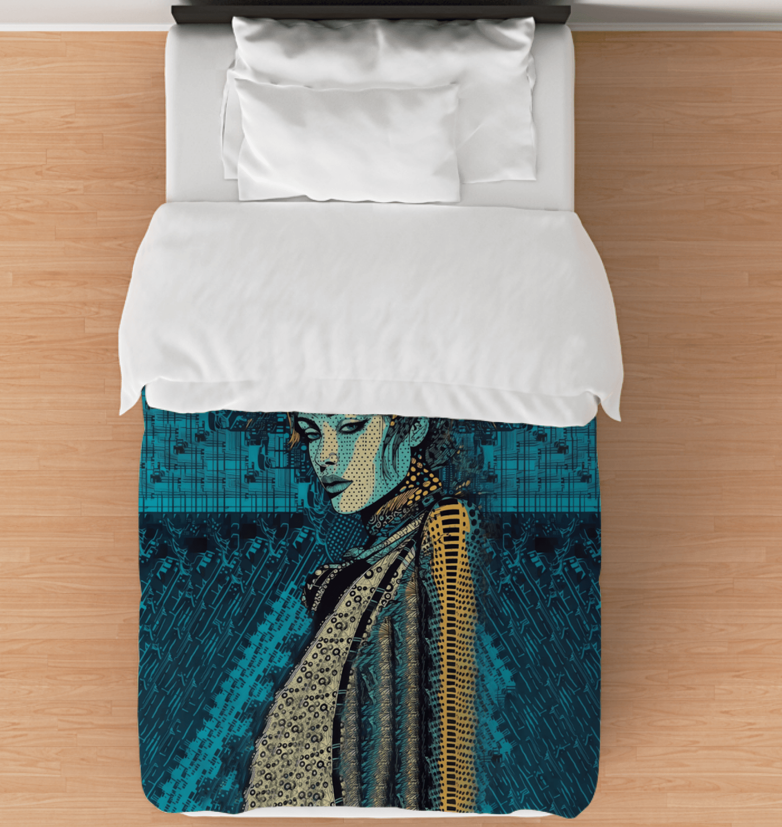 Illustrative Imagination Twin Comforter with Artistic Design.