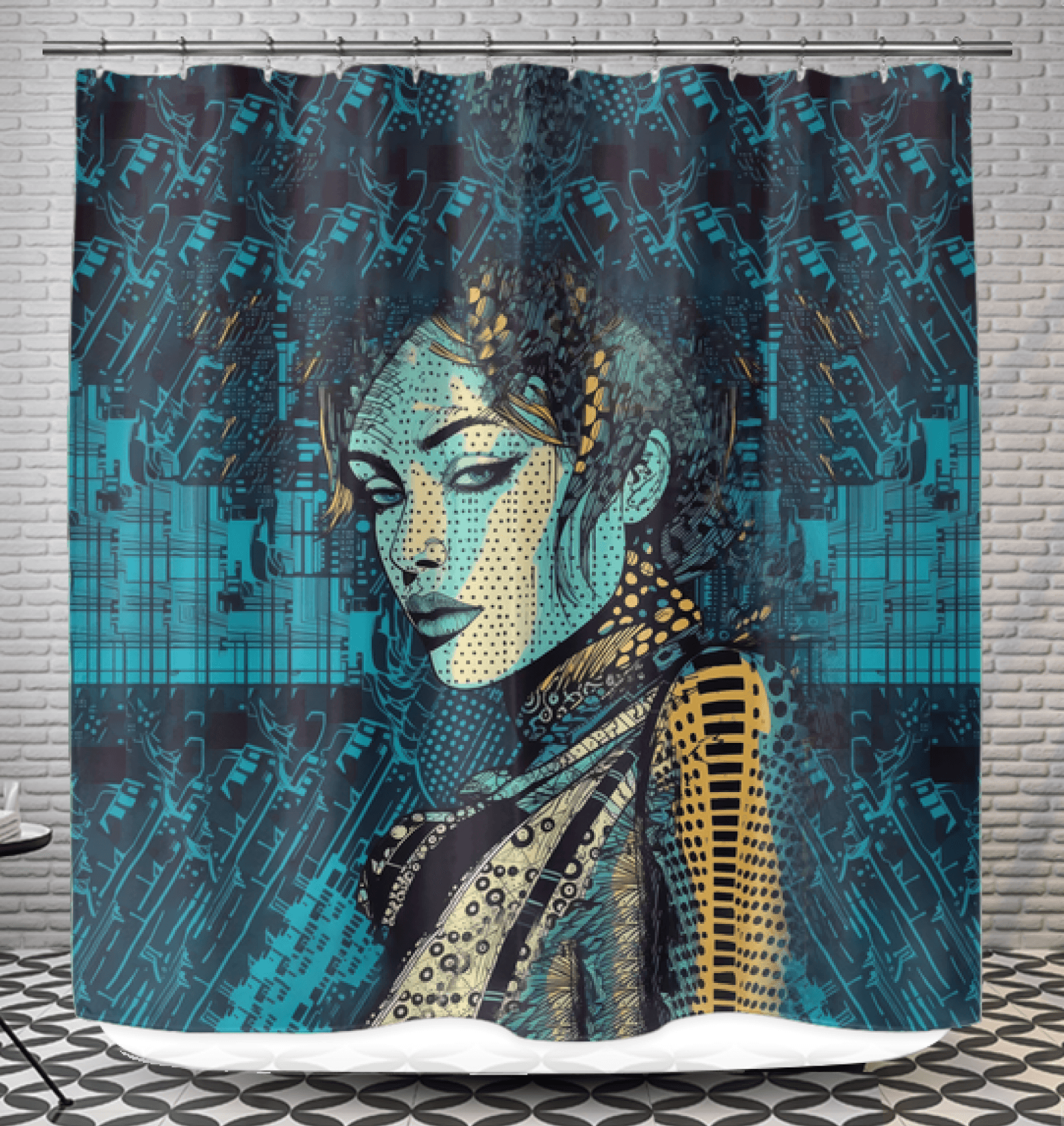 Illustrative Imagination Shower Curtain in Bathroom.