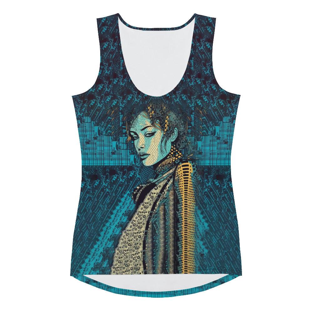 Illustrative Imagination sublimation tank top front view.