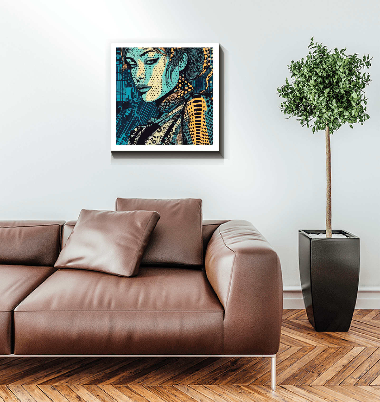 Abstract art of Illustrative Imagination Wrapped Canvas in a contemporary setting.