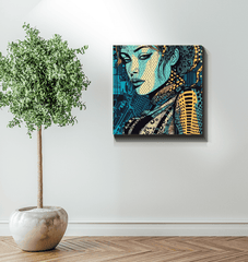 Playful shadows cast by the Illustrative Imagination Wrapped Canvas in soft lighting.