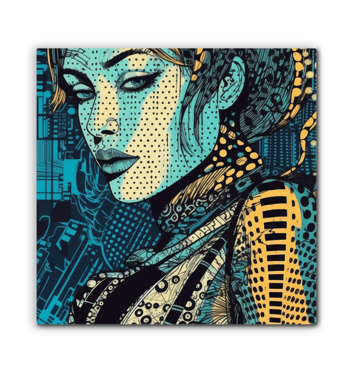 Illustrative Imagination canvas showcased in an art gallery setting.