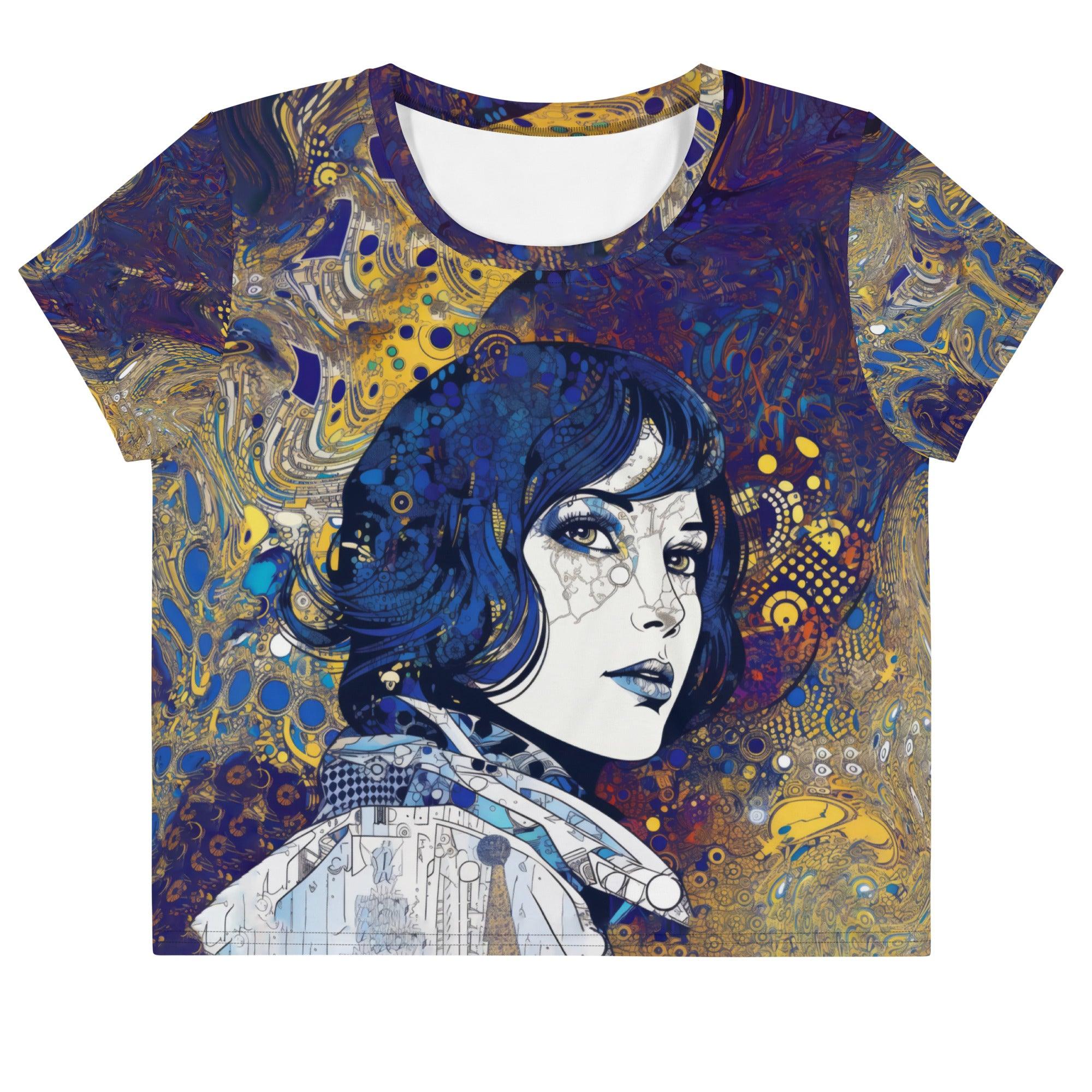 Illustrative Impressions III Crop Tee Front View.