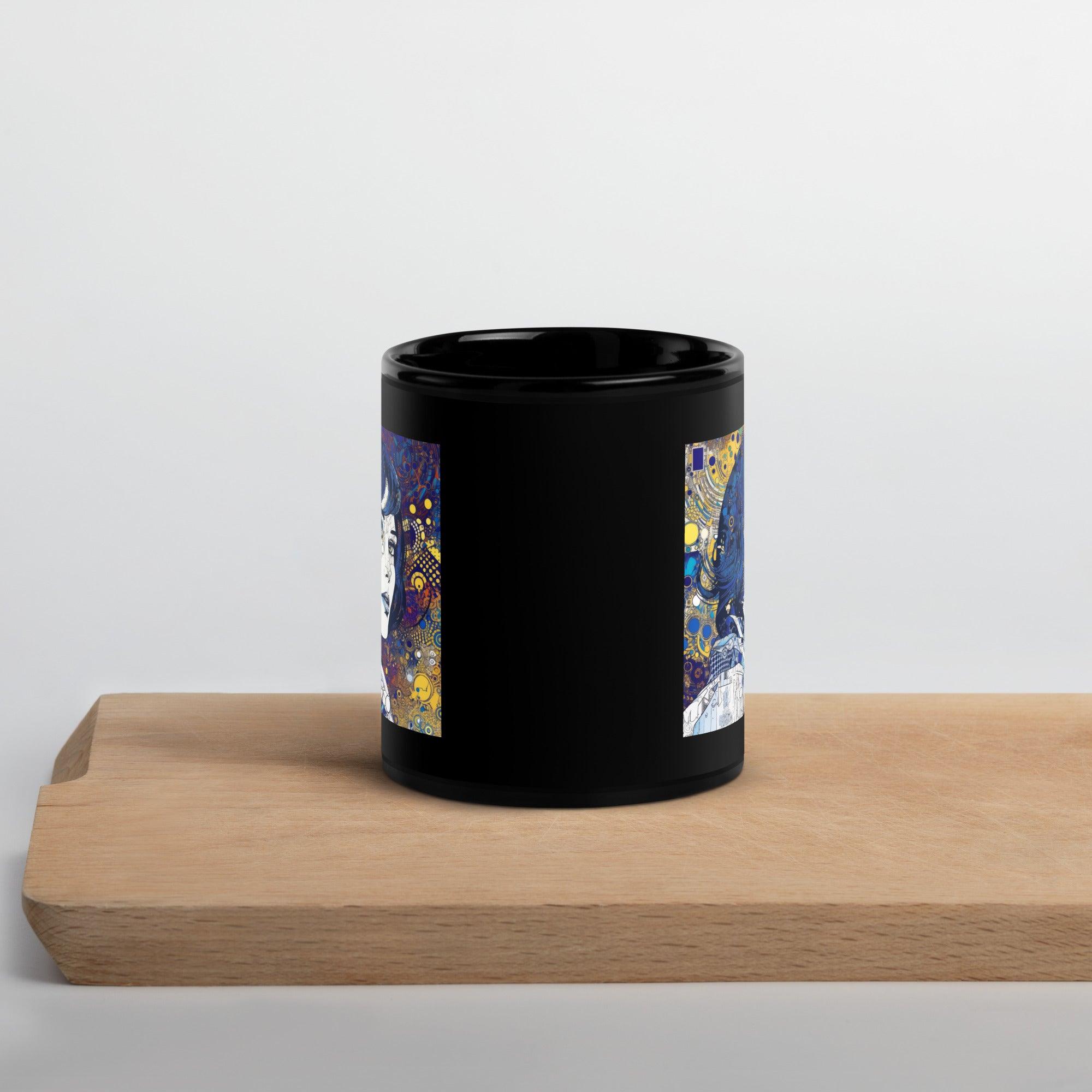 Close-up of the unique artwork on the Illustrative Impressions III glossy mug.