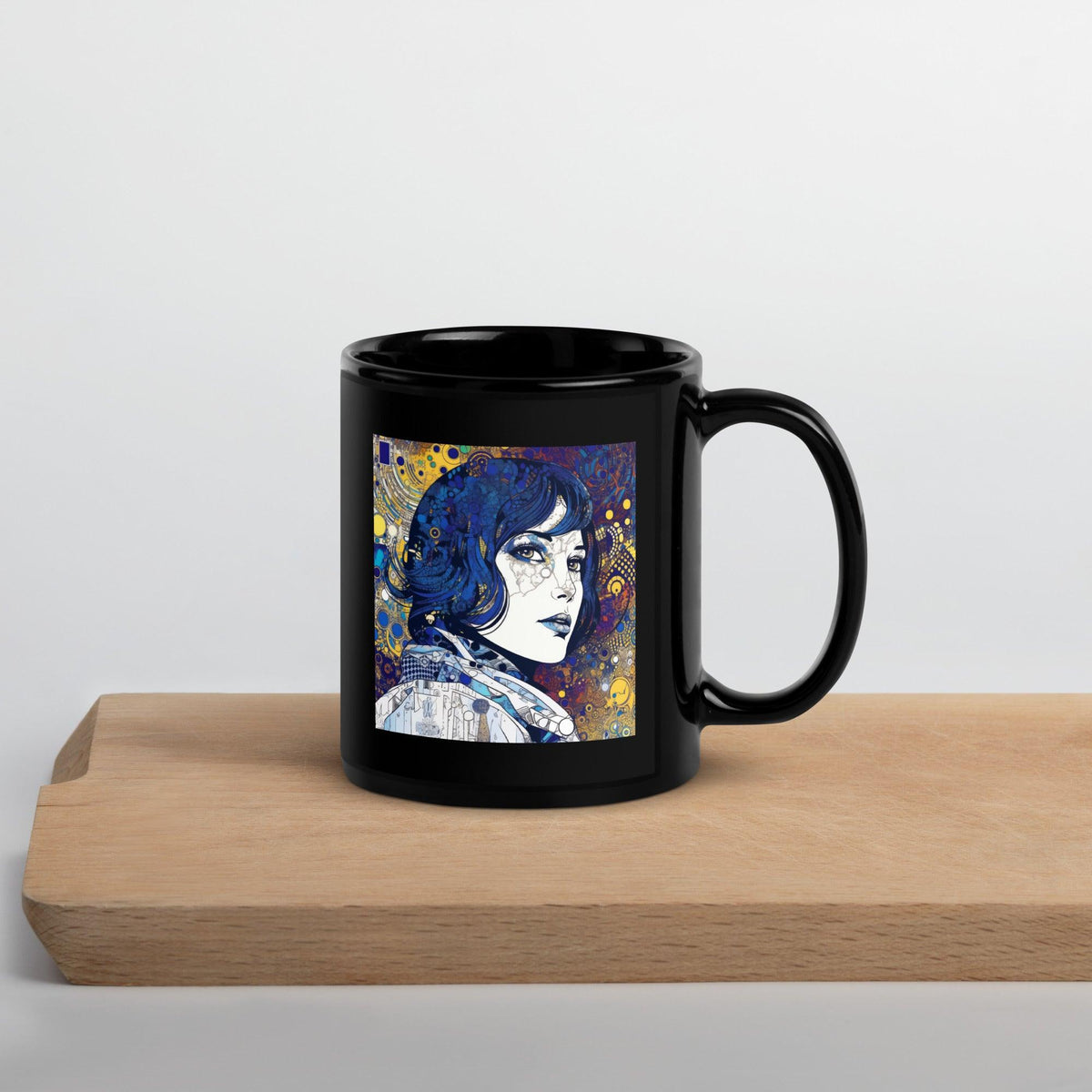 Stylish coffee mug with Illustrative Impressions III design, perfect for art enthusiasts.