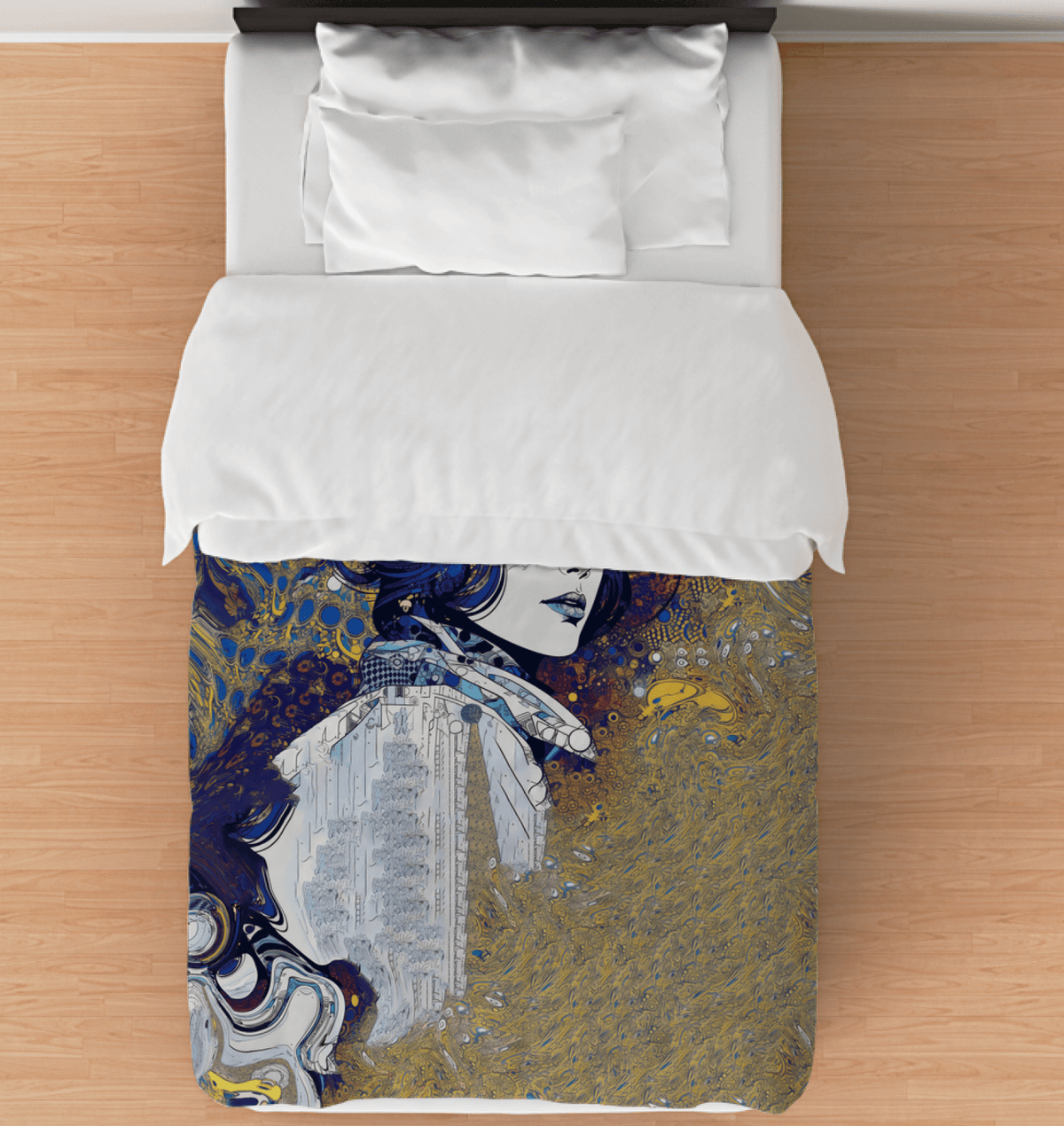 Close-up of the Illustrative Impressions III comforter's soft and cozy texture.