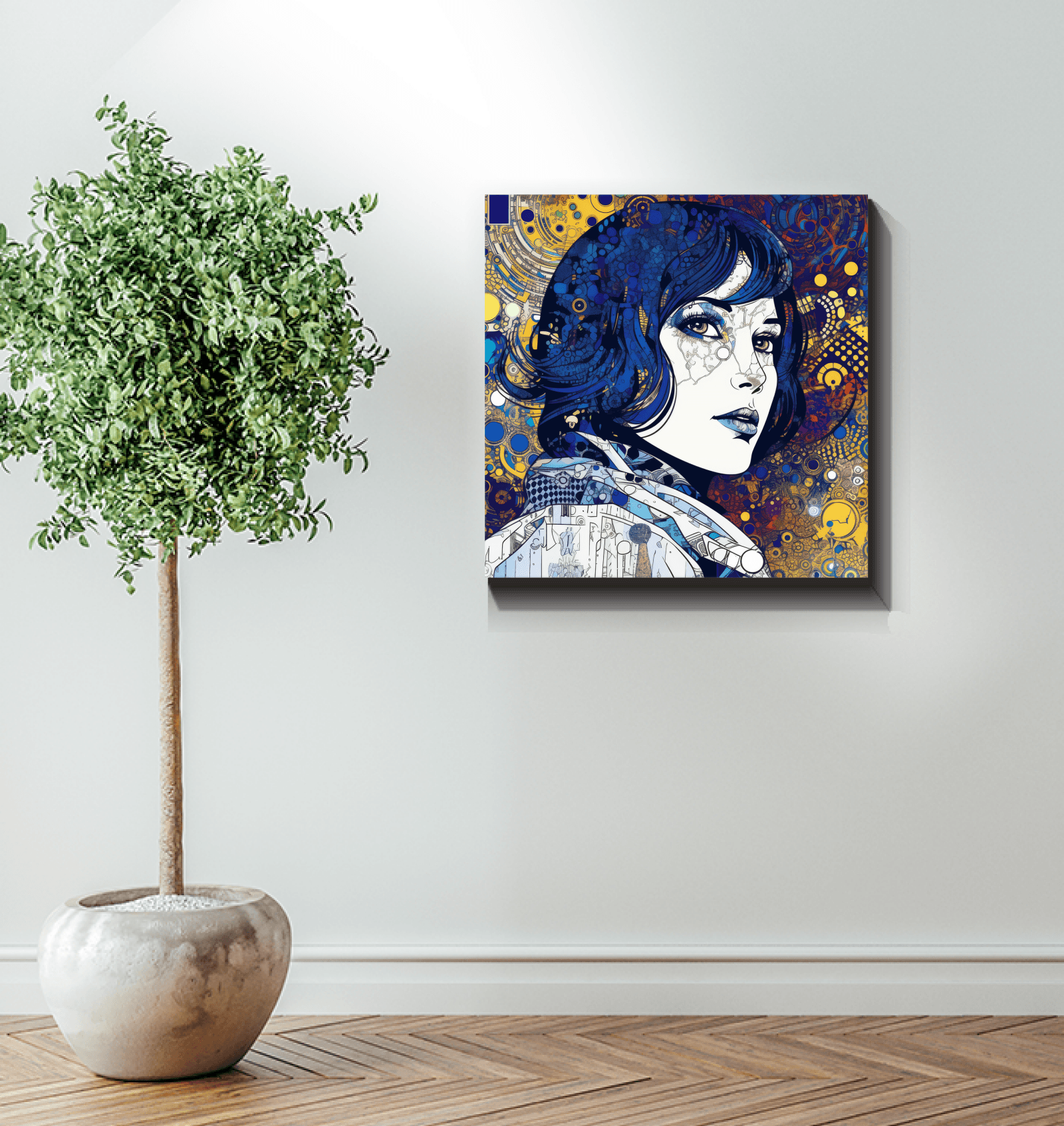 Illustrative Impressions III canvas in home office decor.