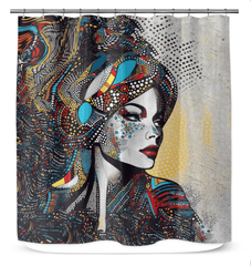 Modern Illustrative Shower Curtain - Home Bathroom Decor.
