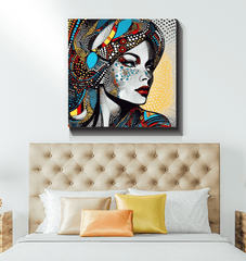 Elegant Illustrative Impressions Wrapped Canvas in a cozy corner.