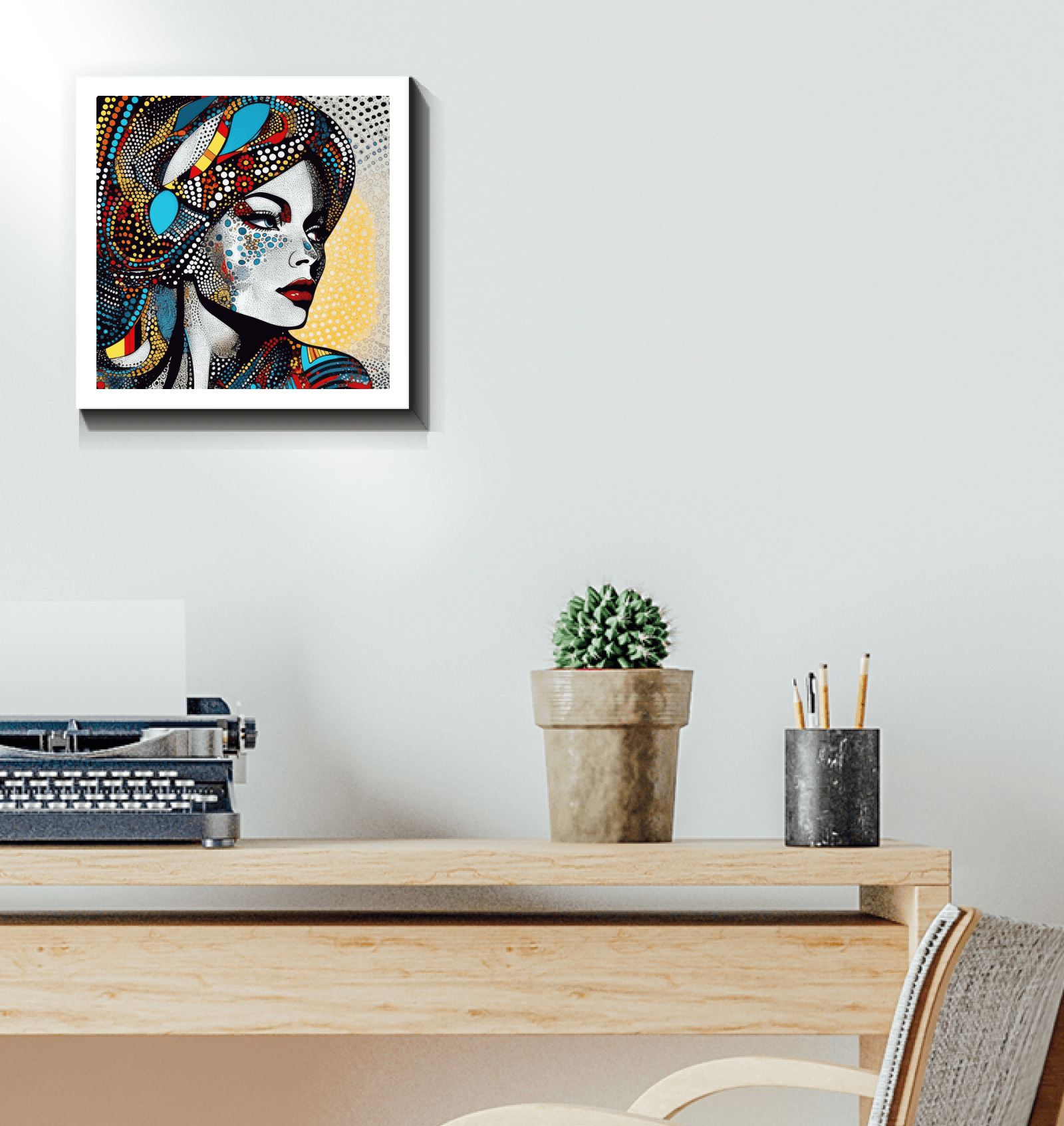 Vibrant colors of Illustrative Impressions Wrapped Canvas.
