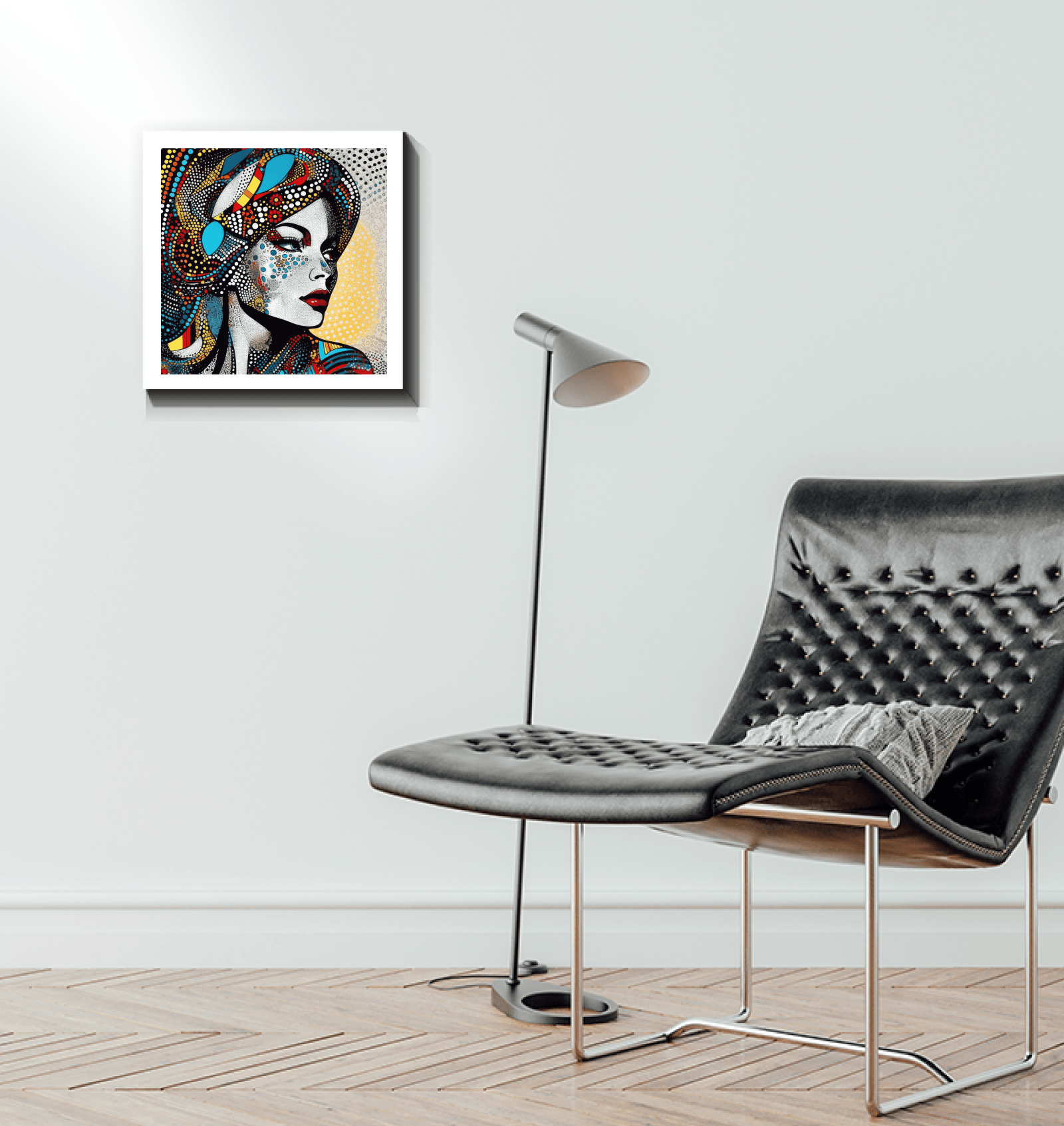 Side view of Illustrative Impressions Wrapped Canvas hanging.