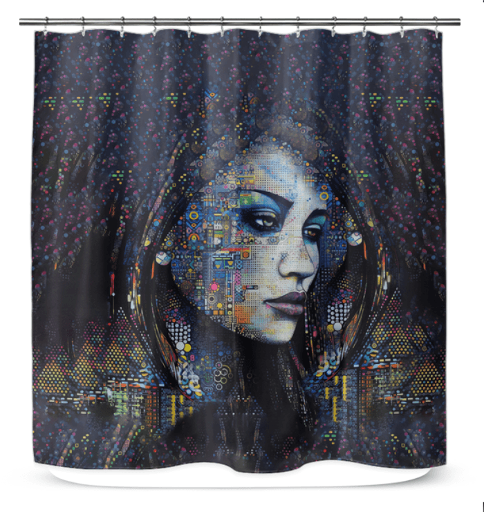 Artistic Bathroom Decor Shower Curtain - Illustrative Inspiration.
