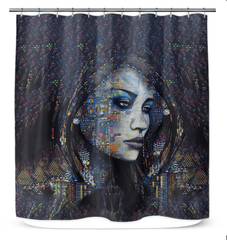 Artistic Bathroom Decor Shower Curtain - Illustrative Inspiration.