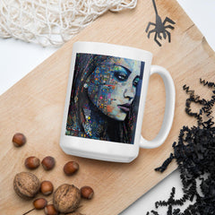 Illustrative Inspiration White Glossy Mug Front View.