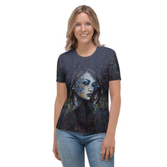 Illustrative Inspiration Women's T-shirt with creative design.