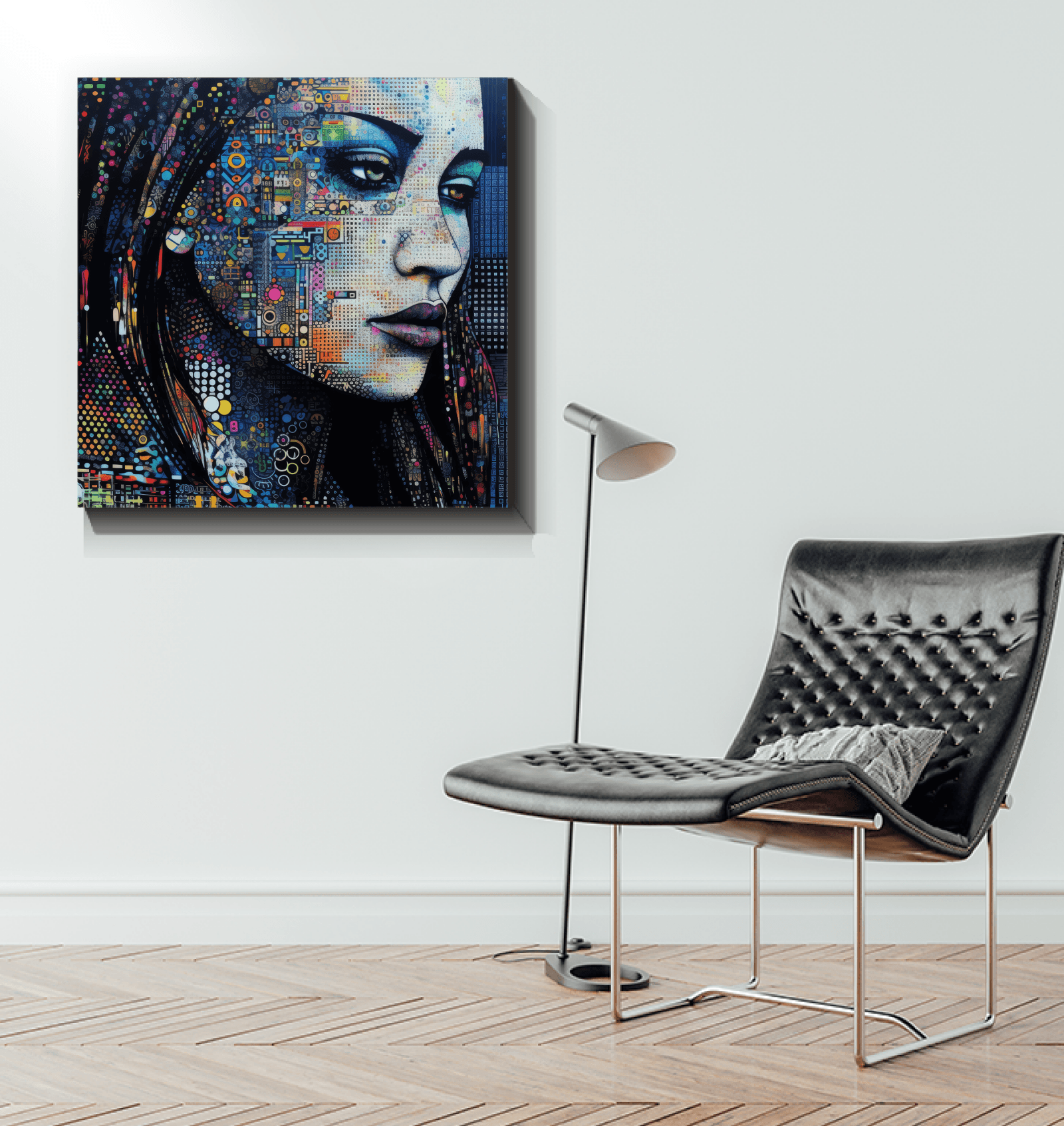 Detail of Illustrative Art on Wrapped Canvas.