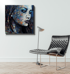 Detail of Illustrative Art on Wrapped Canvas.