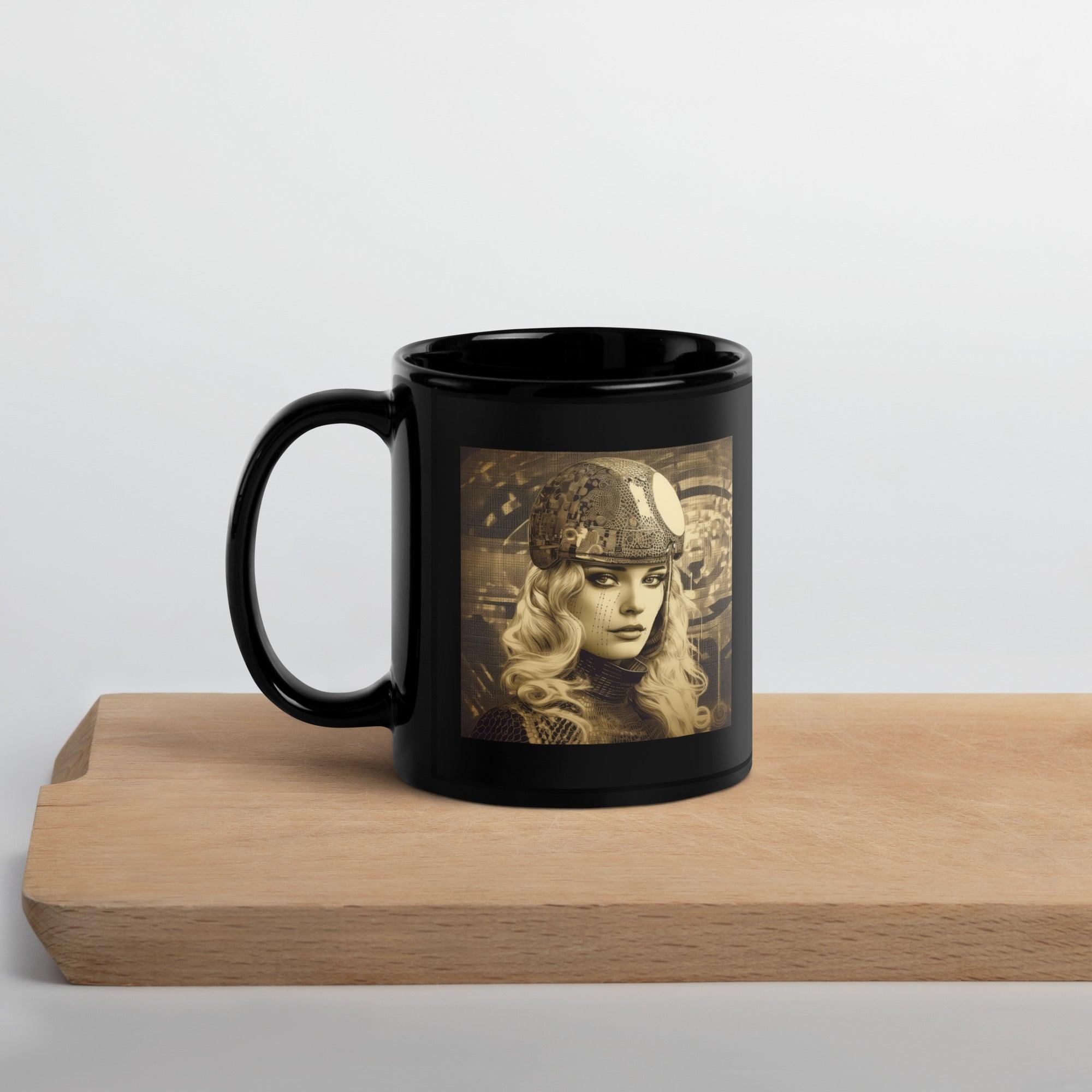 Illustrative Inspirations II Black Glossy Mug Side View