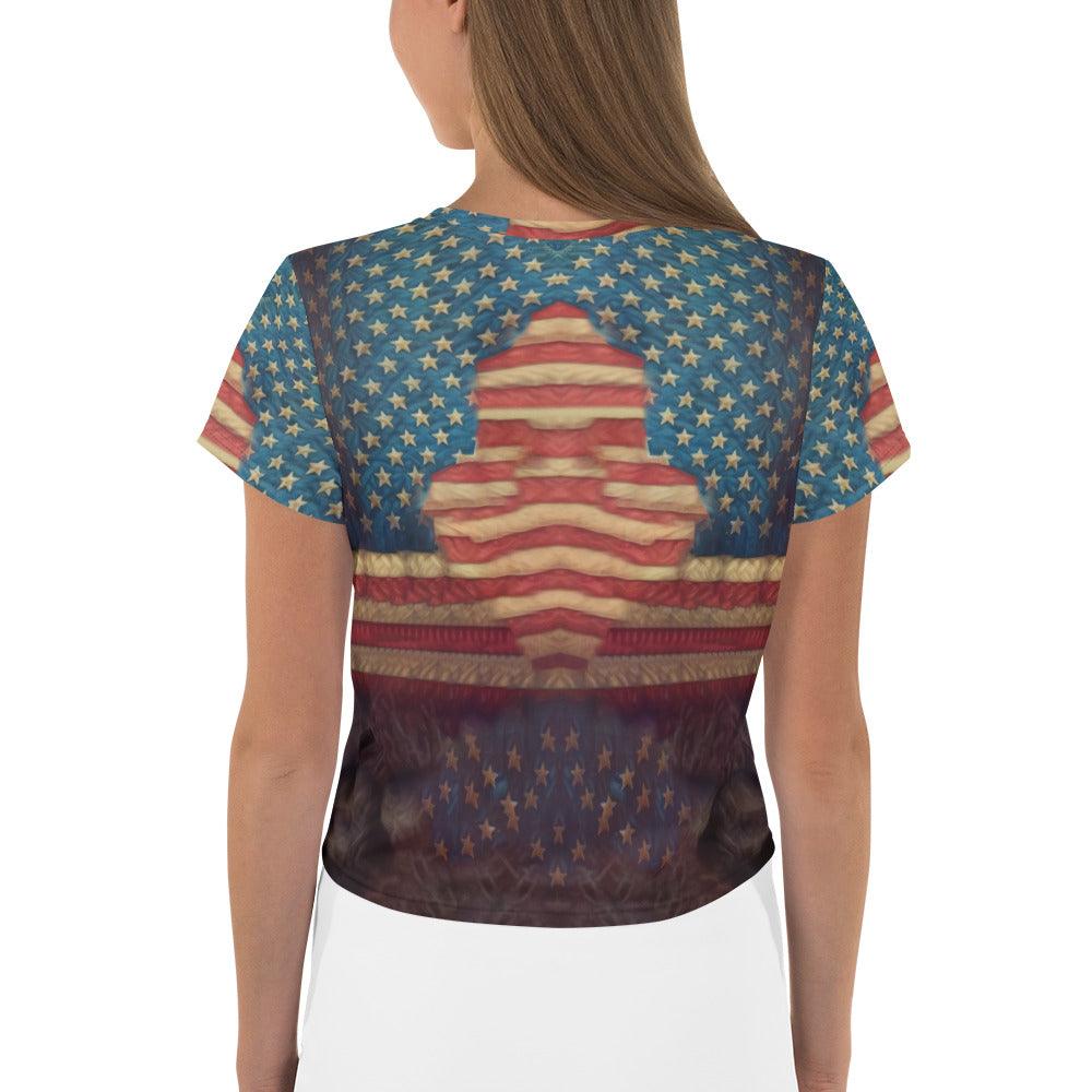 In the Land of the Free vibrant printed crop top