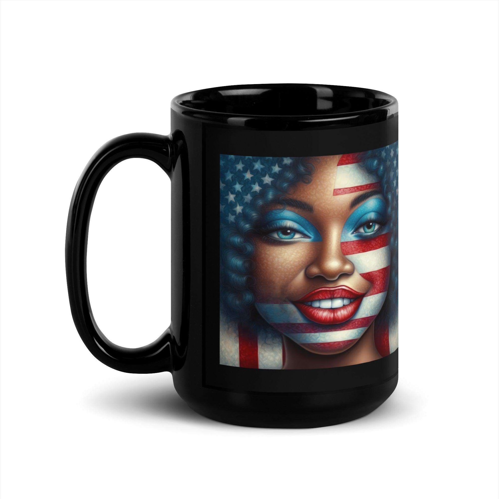 Independence Day Impressions Black Glossy Mug - Beyond T-shirts