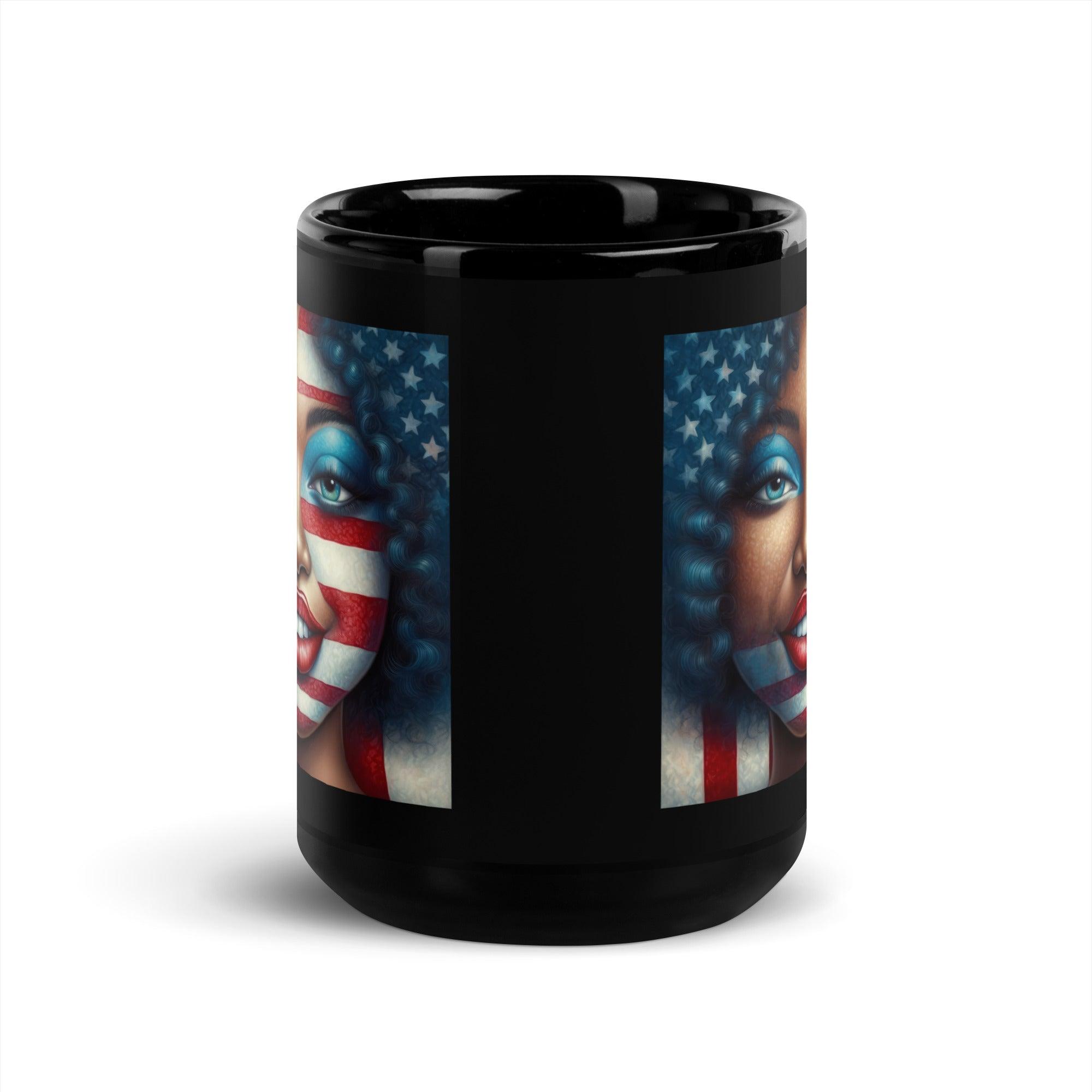 Independence Day Impressions Black Glossy Mug - Beyond T-shirts