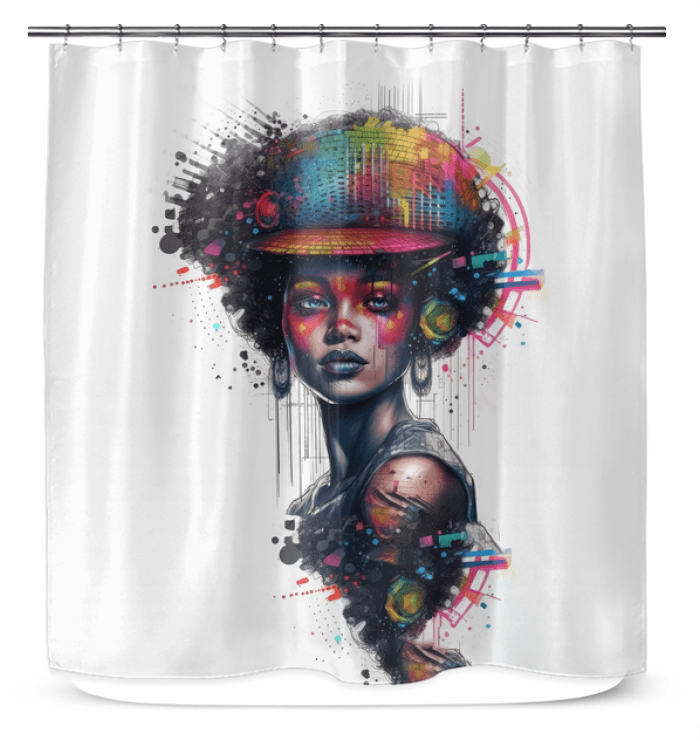 Colorful Bathroom Curtain - Ink Splash Design.