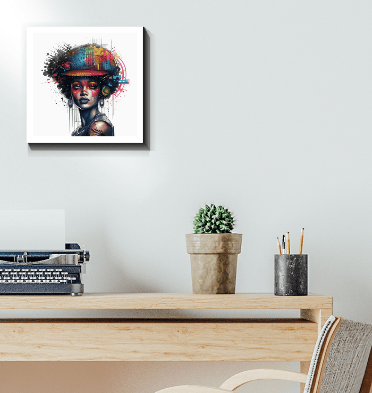 Ink Inspiration Artwork adding a creative touch to a minimalist space.