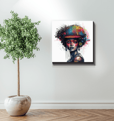 Monochrome-themed room enhanced by the Ink Inspiration Wrapped Canvas.