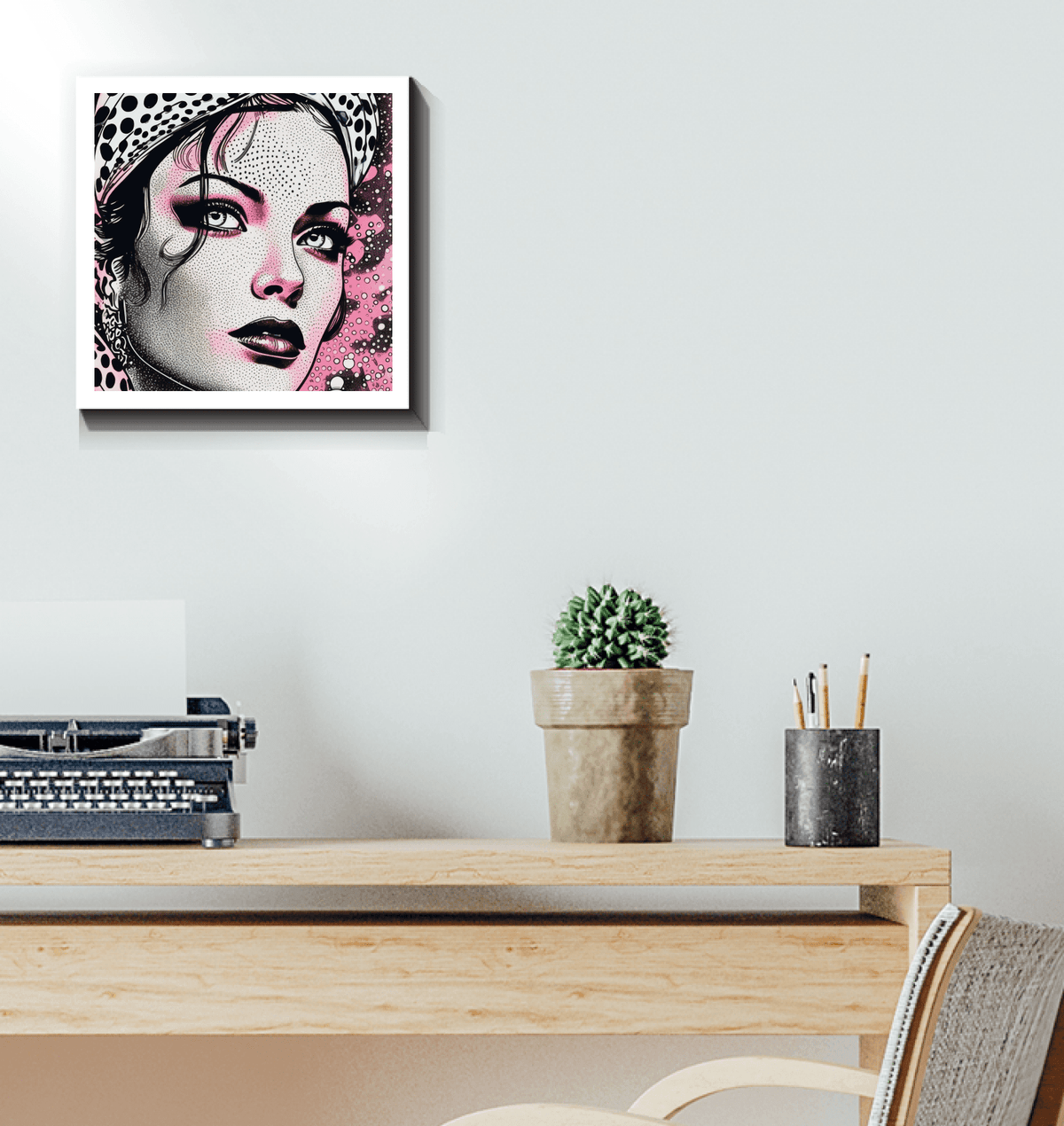 Artistic wrapped canvas for home decor.