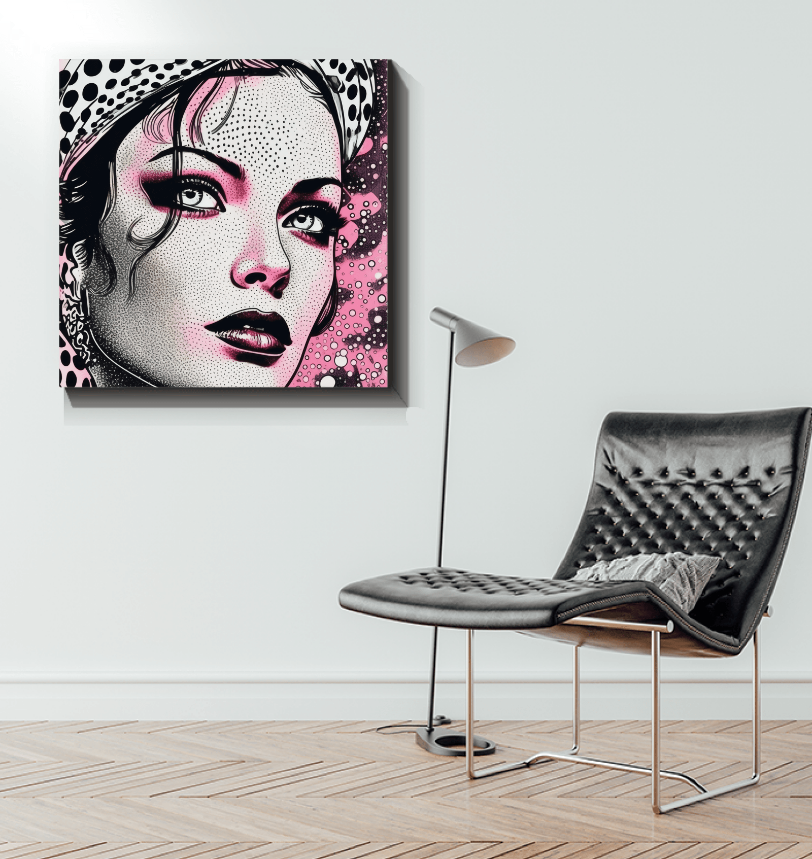 Contemporary ink art canvas for wall.